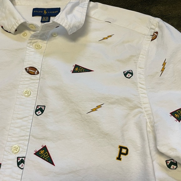 Ralph Lauren Pennant Cotton Oxford Shirt with footballs size xl 18/20 - Picture 3 of 5